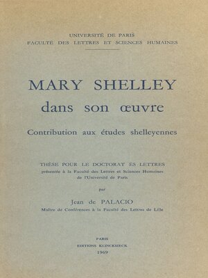 cover image of Mary Shelley dans son œuvre